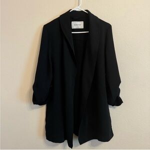 Aritzia Babaton Black Draped Open-Front Blazer